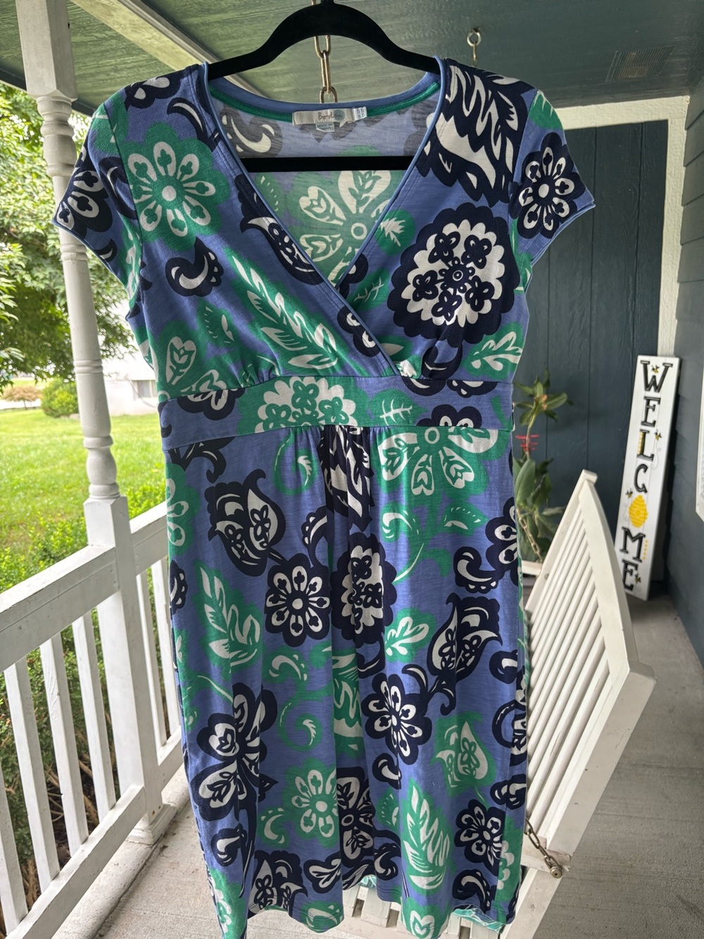 Boden  Blue, Green & Navy Floral Wrap Dress